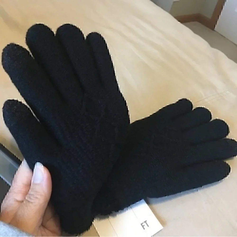 Warm fuzzy Black texting gloves